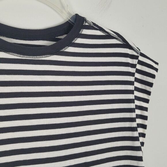 Everlane The Muscle Tee in Essential Cotton Bone Black White Striped Size S - Picture 7 of 10